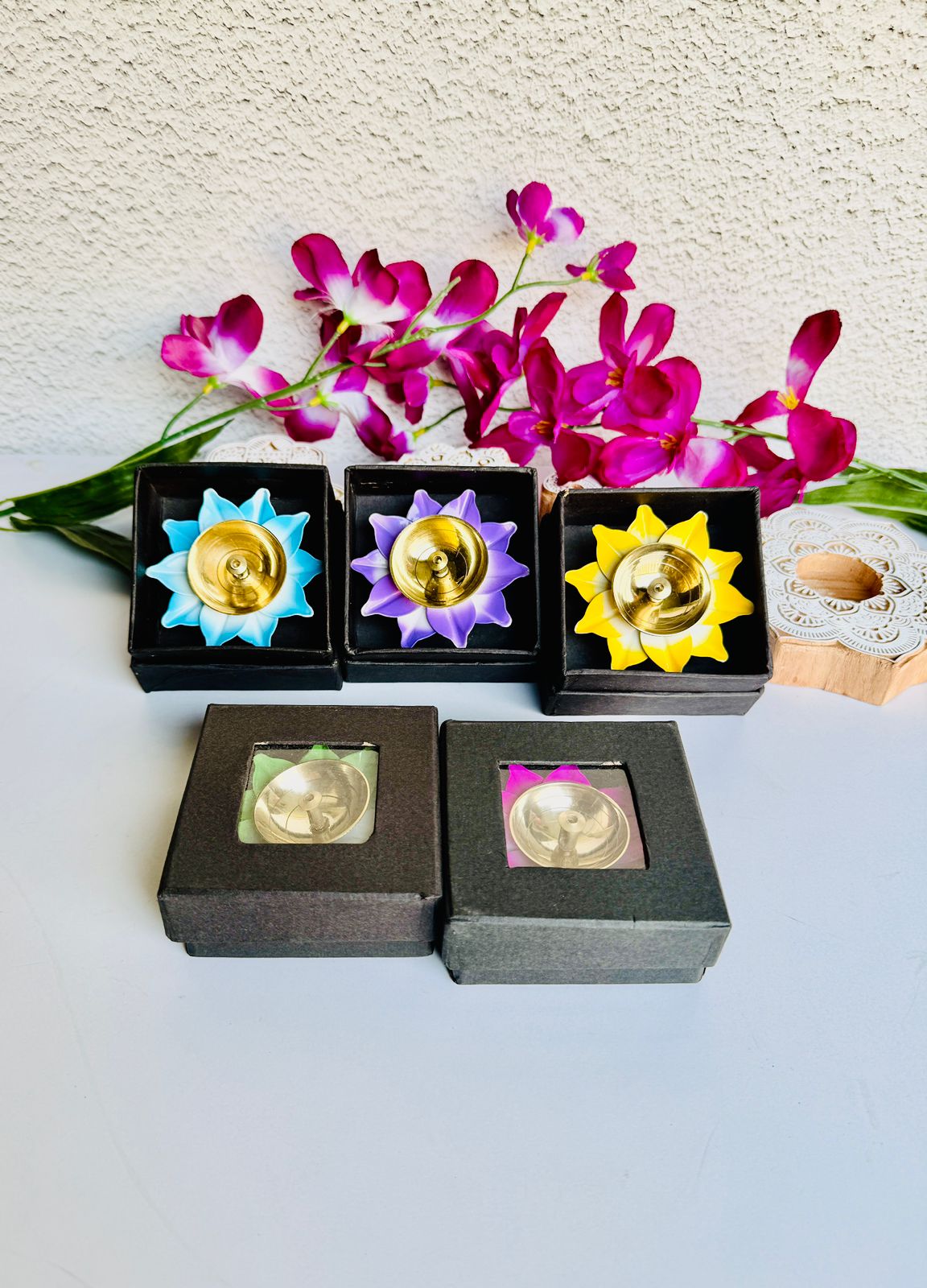 Lotus Diya – Assorted Color Diya for Home, Pooja, Festival & Gift