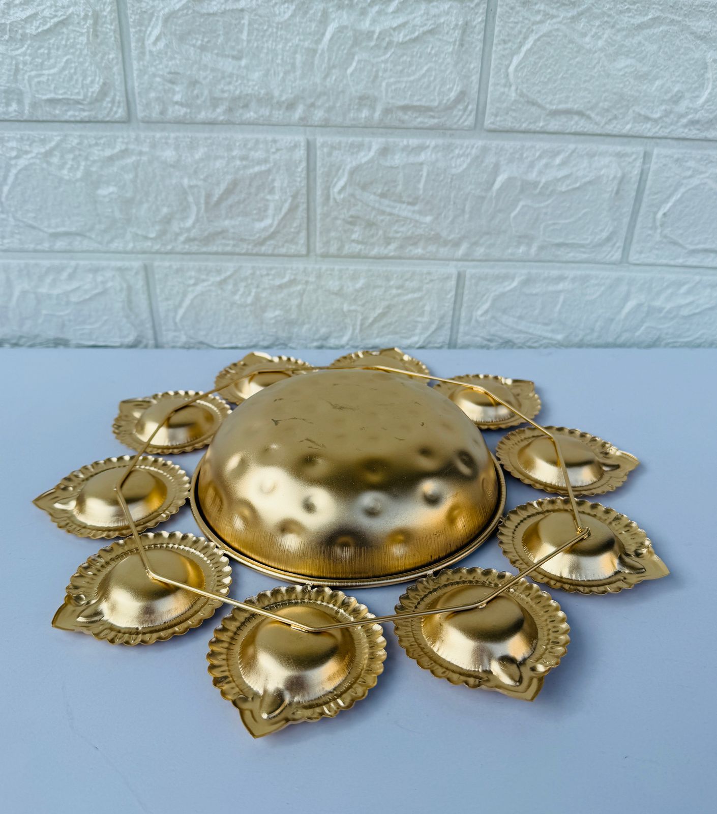 Golden Essence 10-Diya Urli Bowl , Gold Polish , Size 8 inch