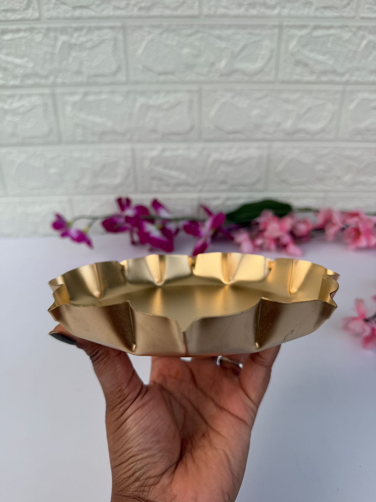 Flower Urli , Golden polish , Different Sizes Available